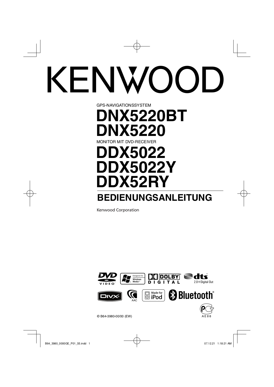 Kenwood DNX-5022, DNX-5022Y, DNX-52RY Operation Manual