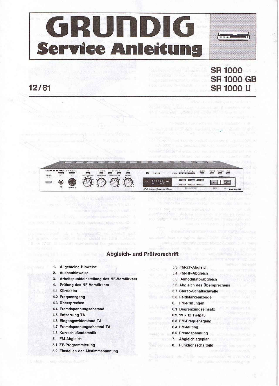 Grundig SR-1000 Service Manual