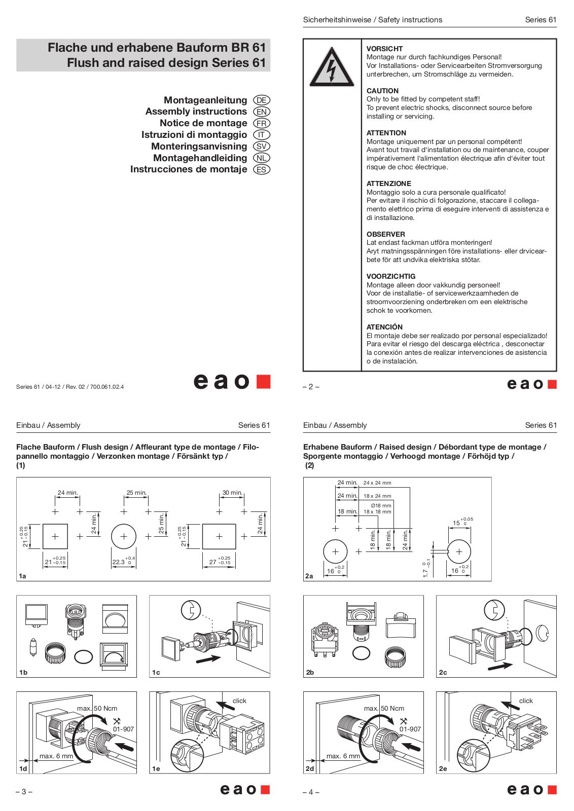 EAO Flush and raised design User Manual