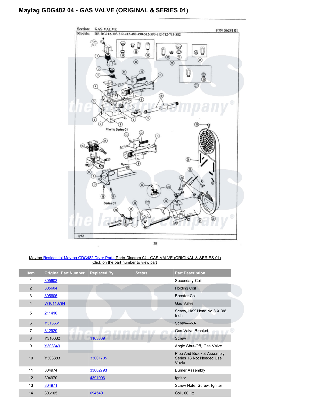 Maytag GDG482 Parts Diagram