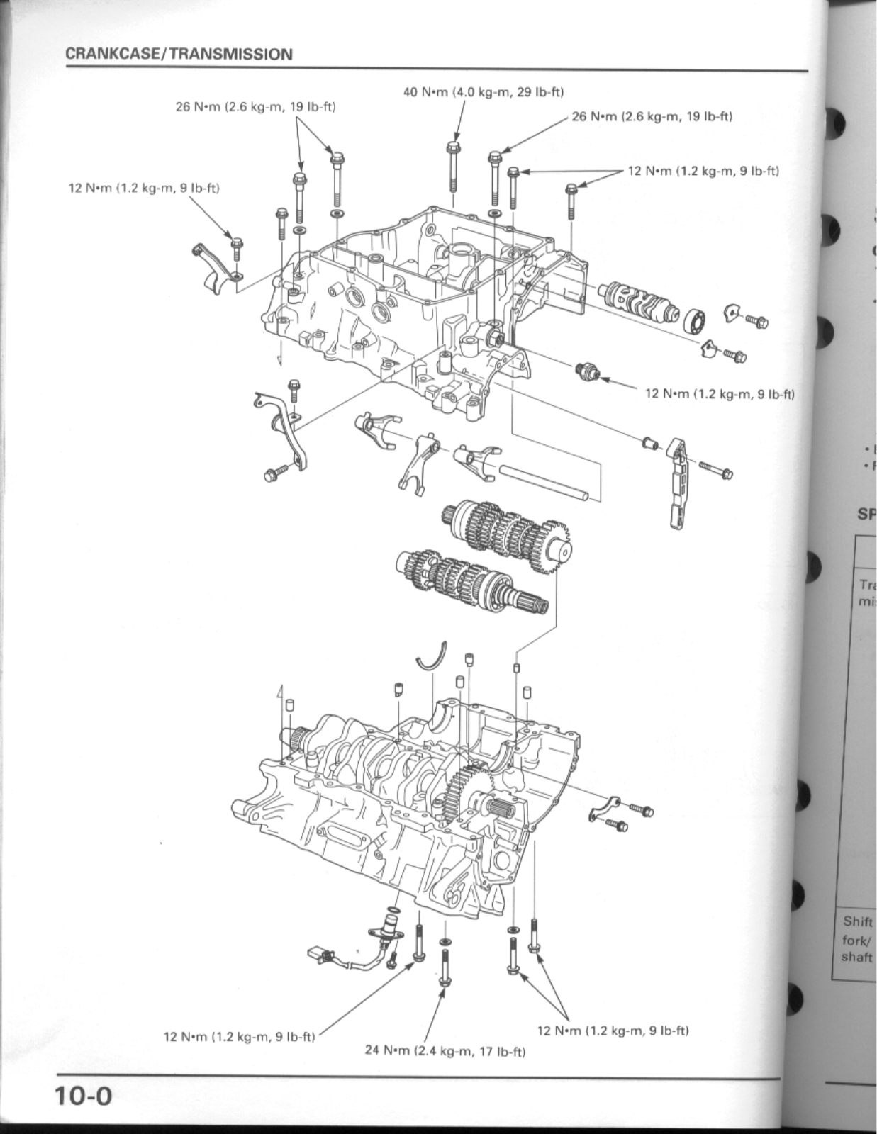 Honda CBR600F3 Service Manual 10 crankcase trans