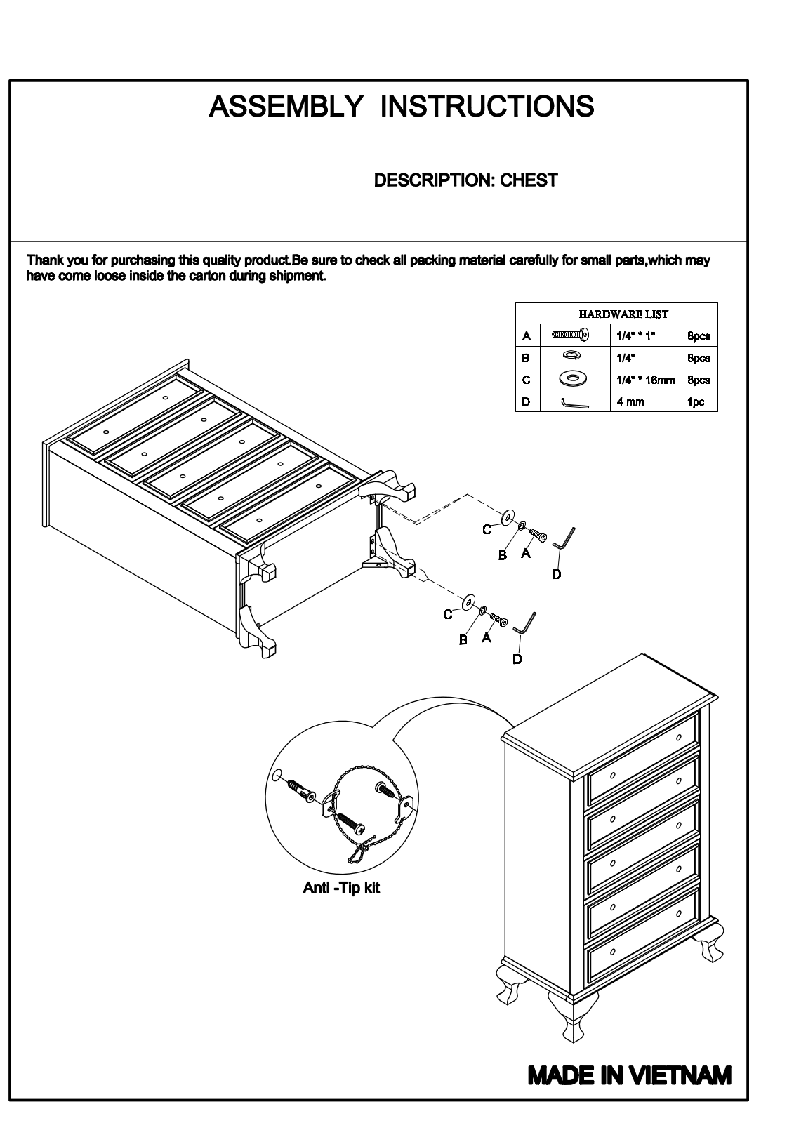 House of Hampton HBEE3275 Assembly Instructions