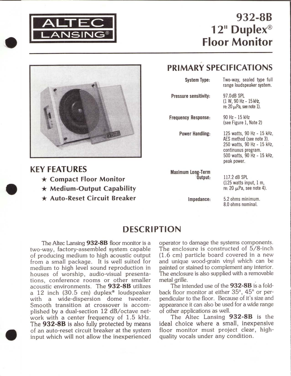 Altec lansing 932-8B User Manual