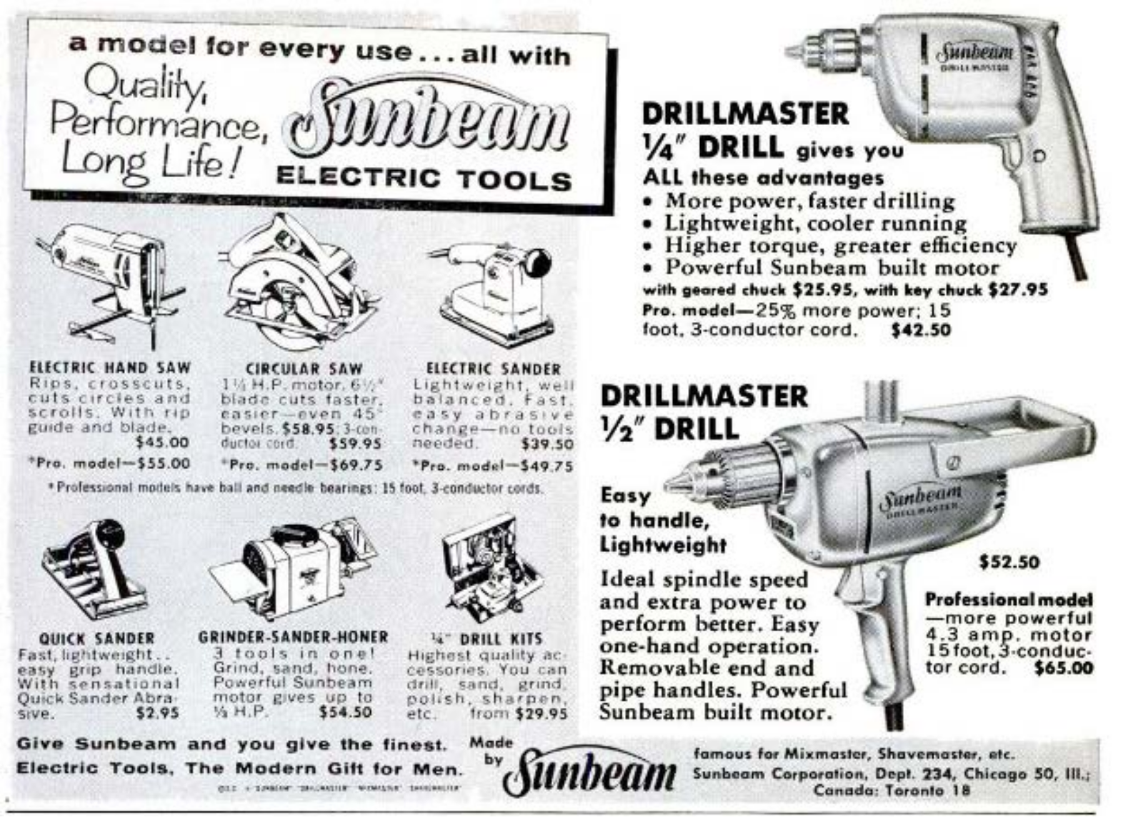 Sunbeam Sunbeam Electric Tool Ad General Line Catalogs - ManualMachine.com