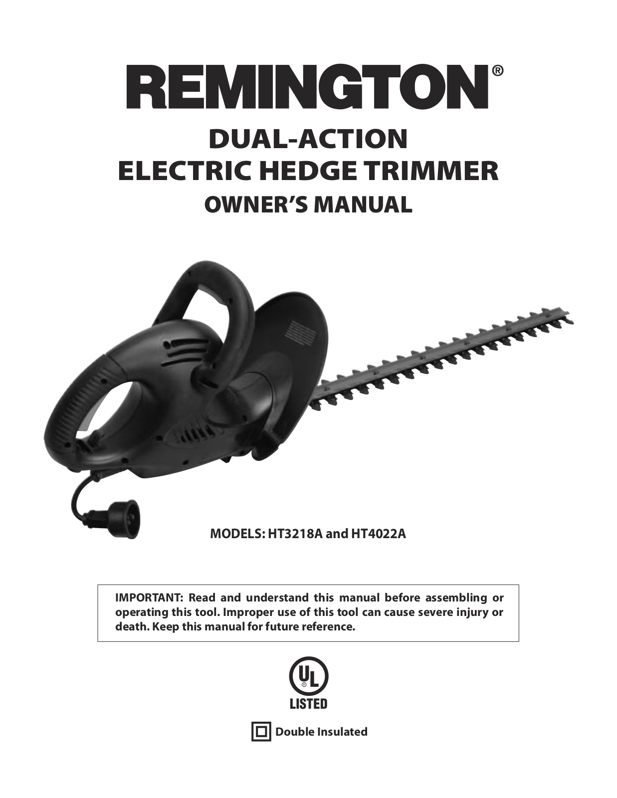 Remington HT3218A, HT4022A User Manual