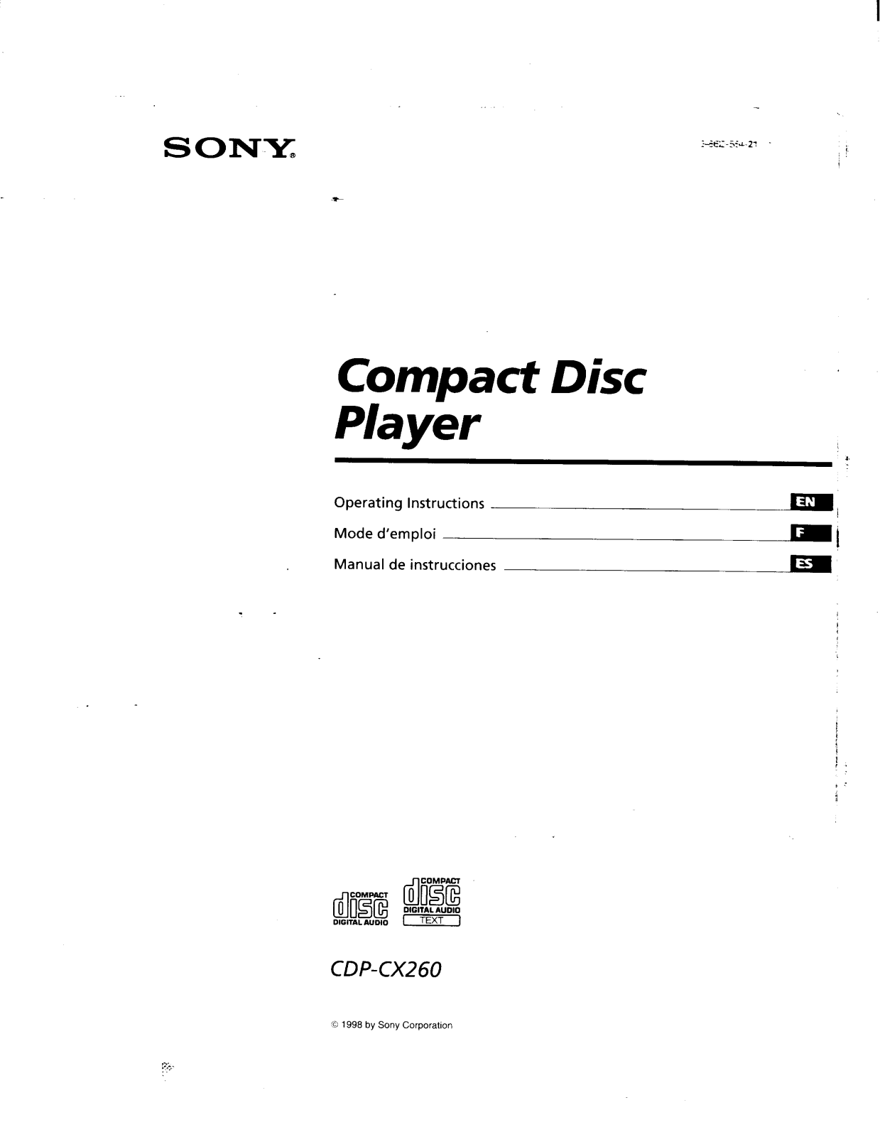 Sony CDPCX-260 Owners manual