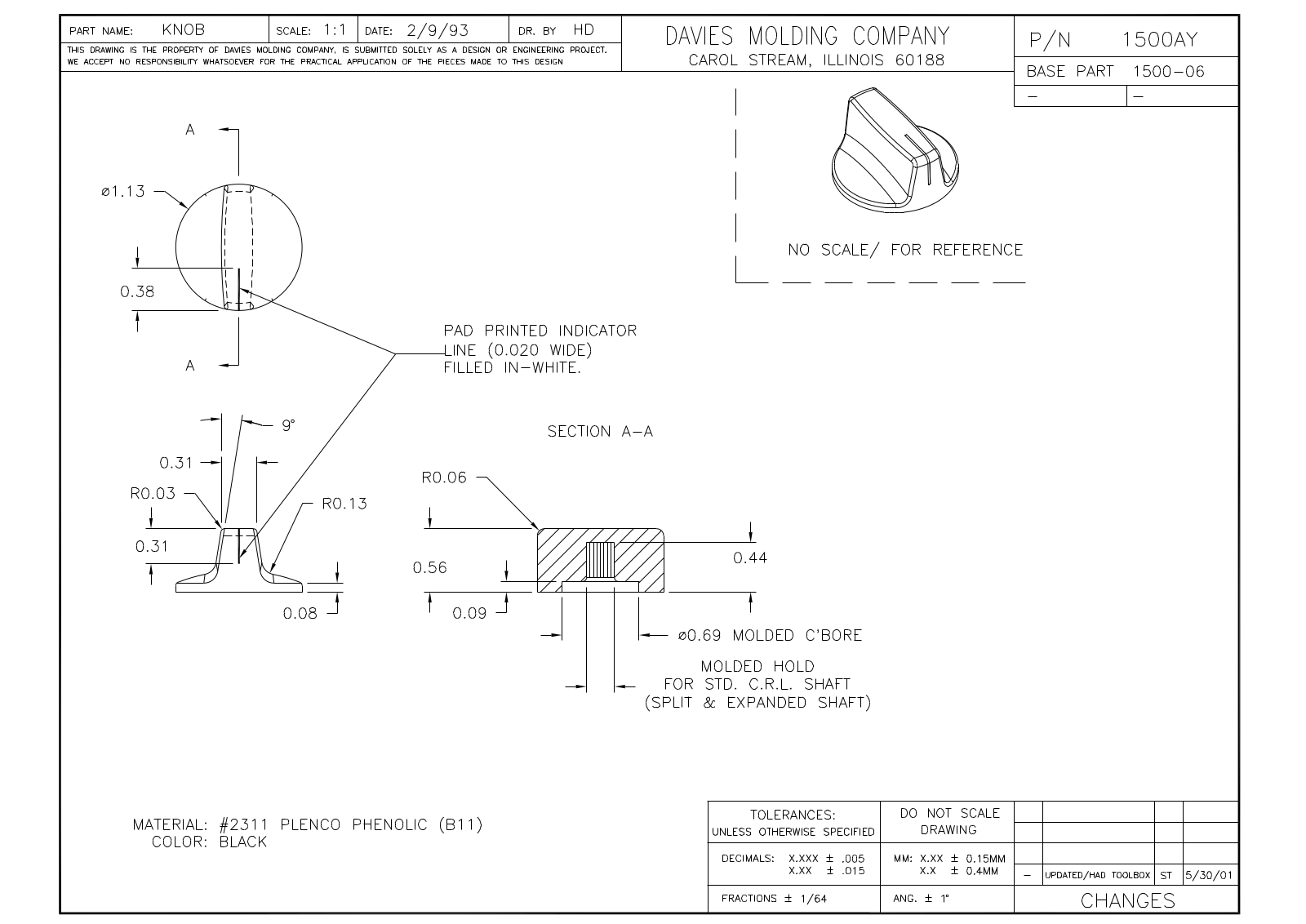 Davies Molding 1500AY Reference Drawing