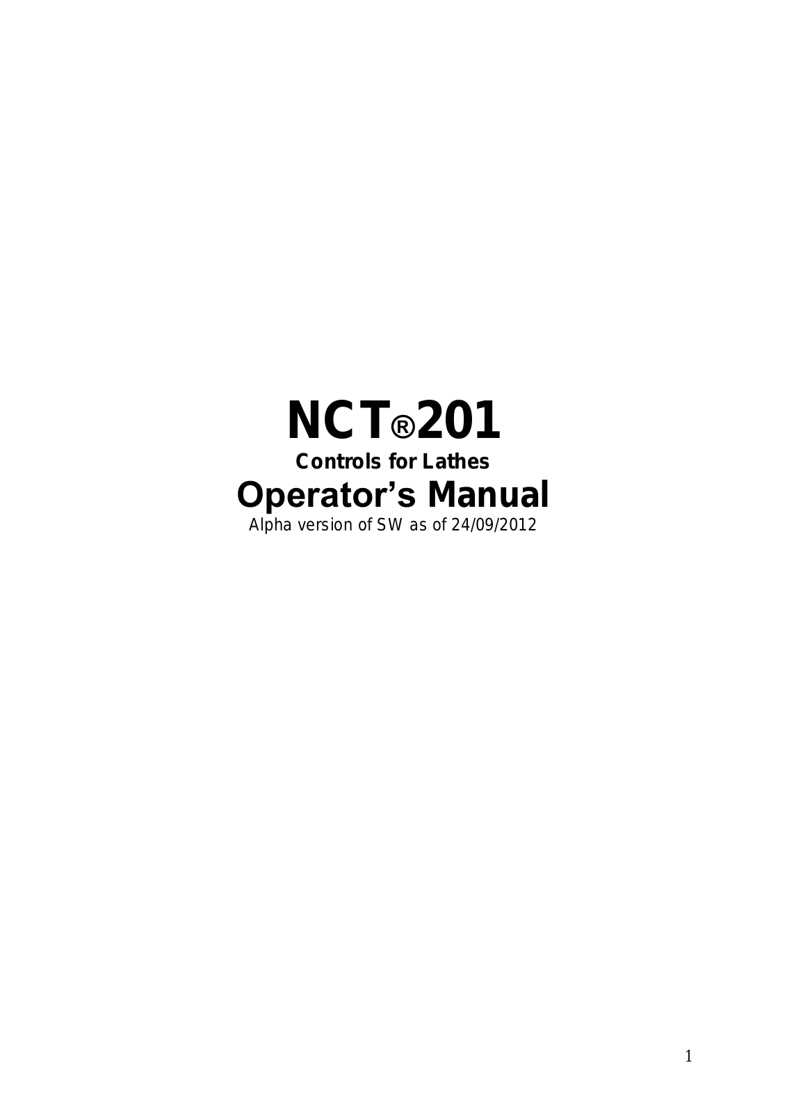 nct 201 Operator’s Manual