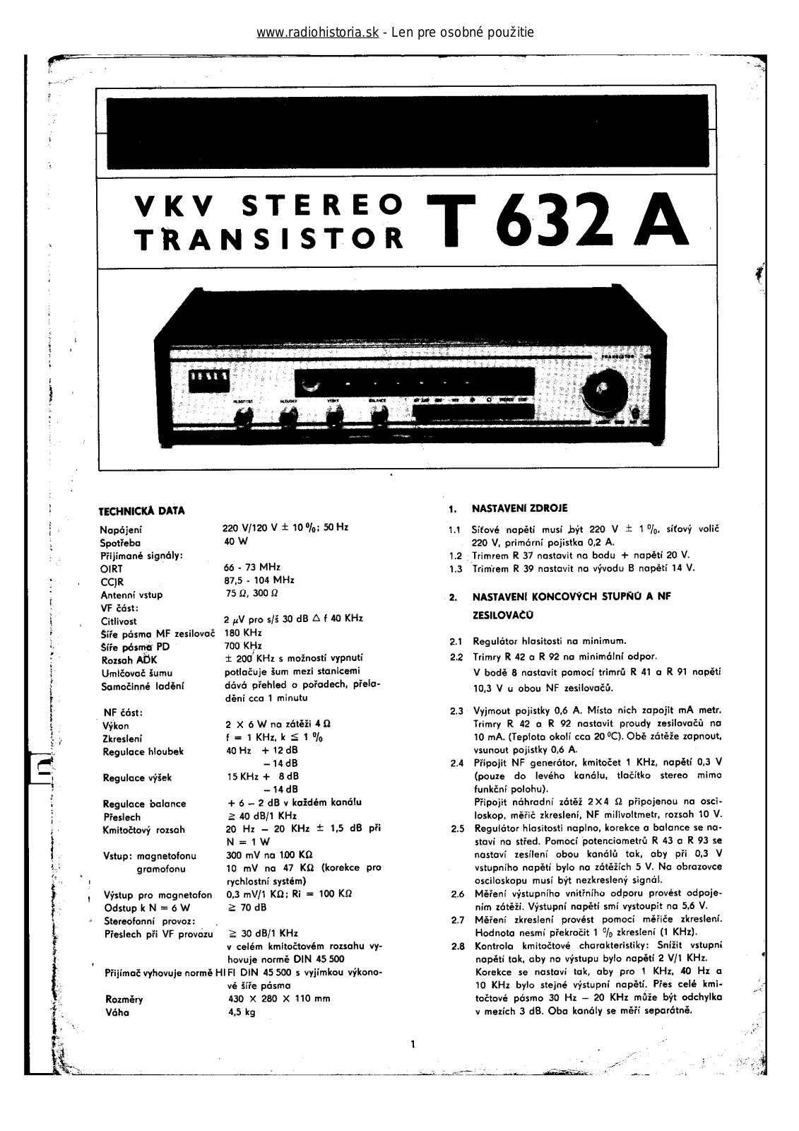 Tesla 632A User Manual