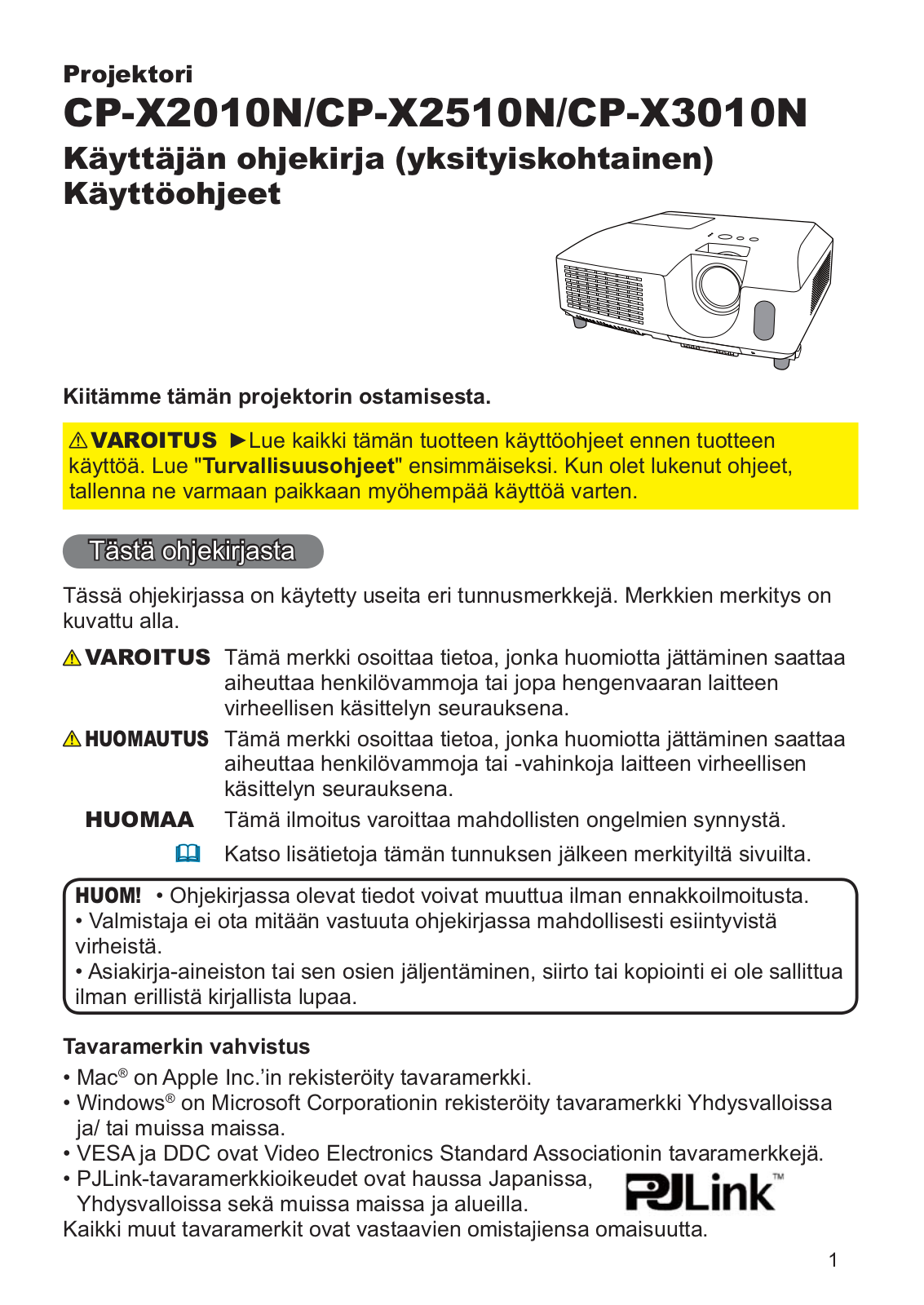 Hitachi CP-X2510NEF, CP-X3010NEF User Manual