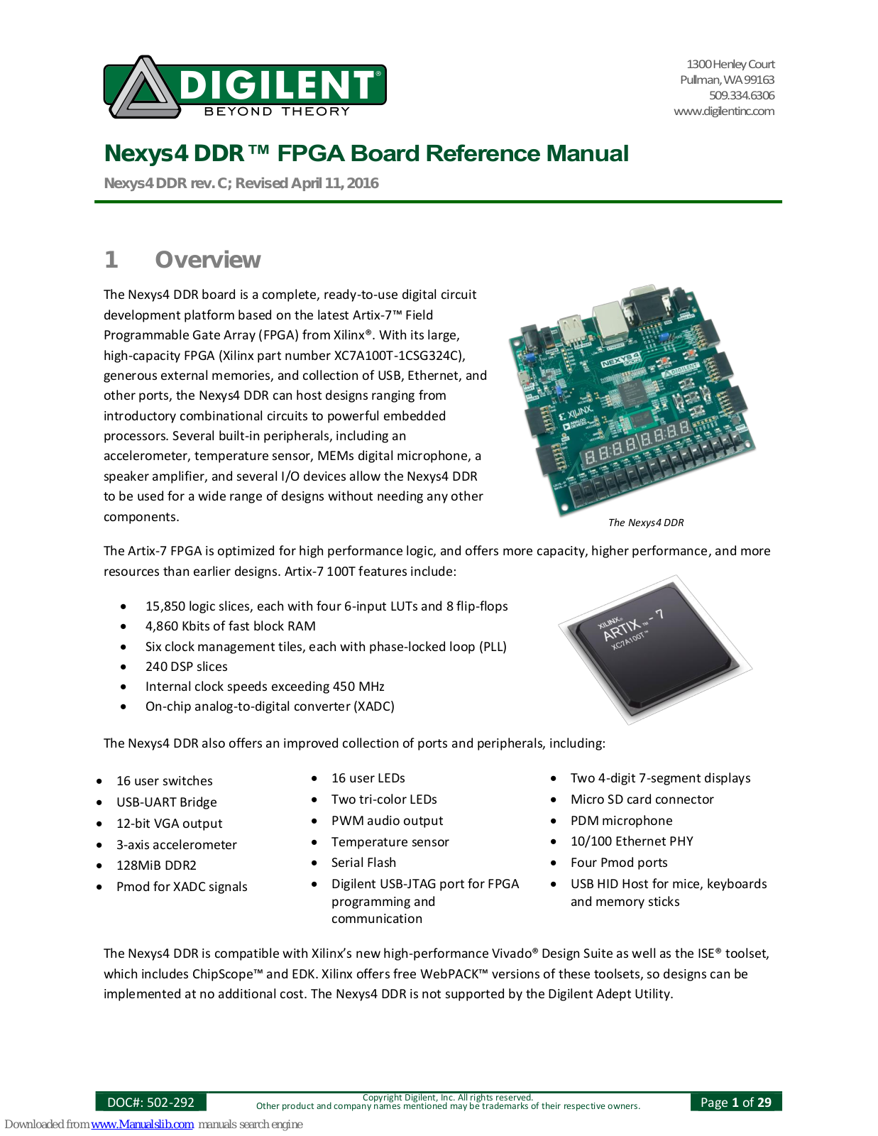 Digilent Nexys4 DDR, Nexys 4 Reference Manual