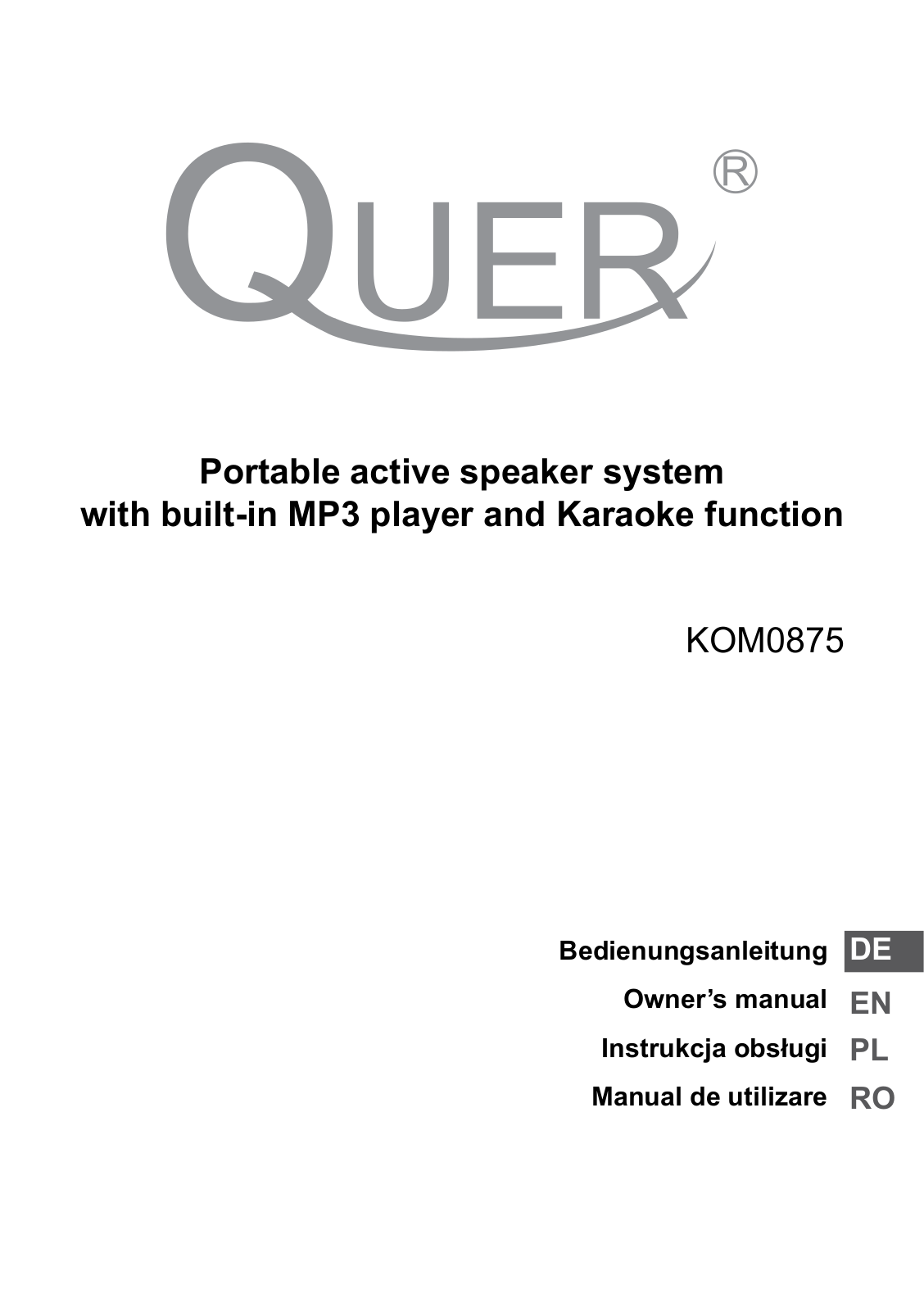 Quer KOM0875 Owner's Manual