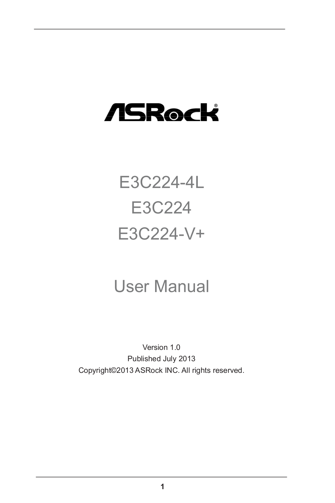 ASRock E3C224-4L, E3C224 Owner's Manual