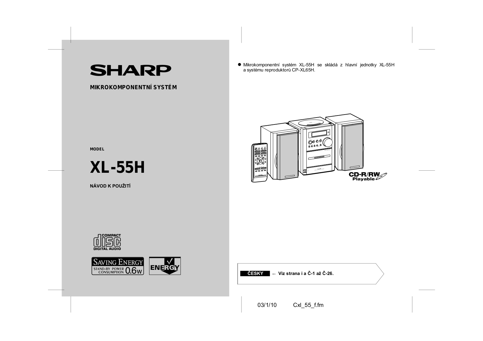 Sharp XL-55H User Manual