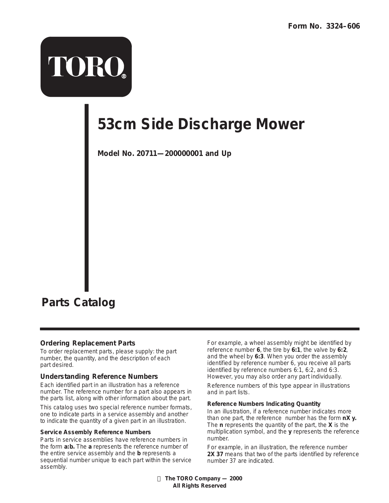 Toro 20711 Parts Catalogue