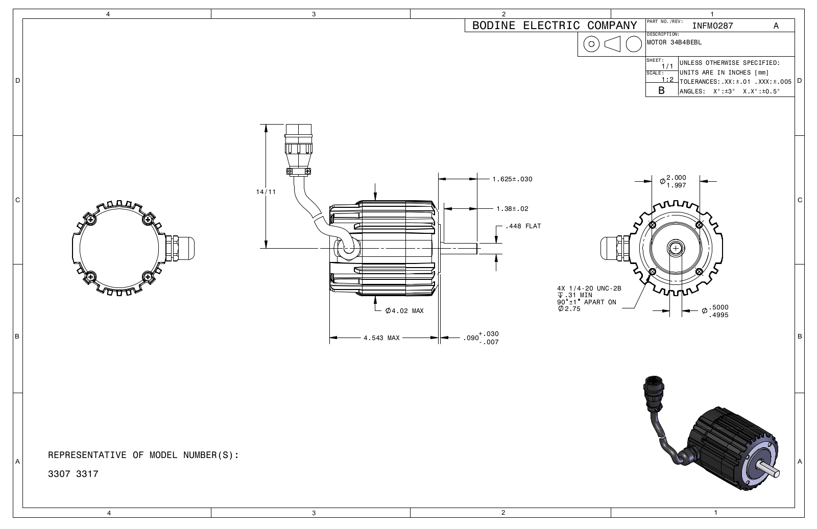 Bodine 3307, 3317 Reference Drawing