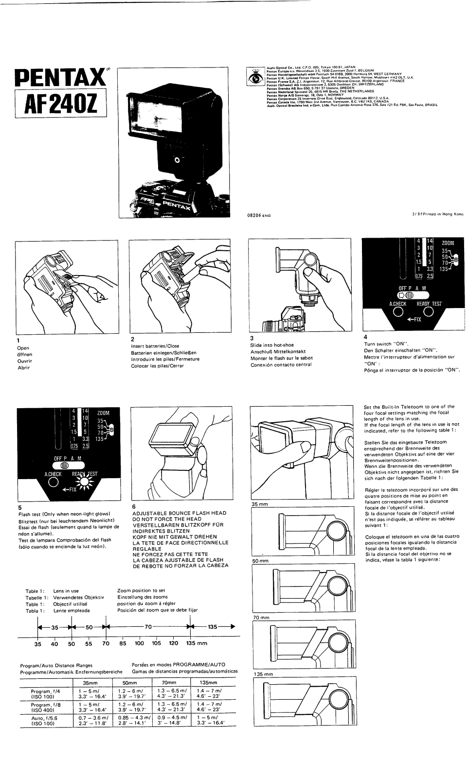 Pentax AF240Z User Manual