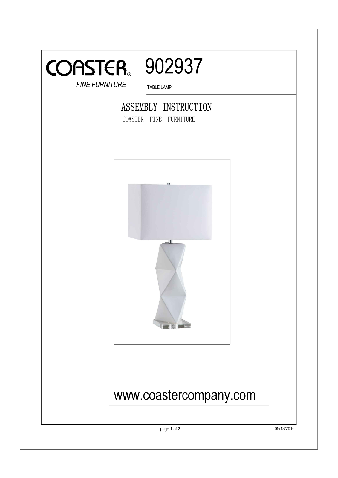 Coaster 902937 Assembly Guide - ManualMachine.com