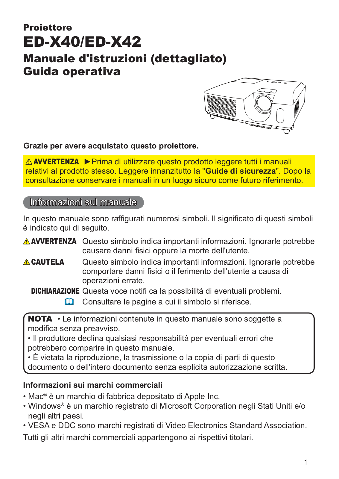 Hitachi ED-X42, ED-X40 User Manual