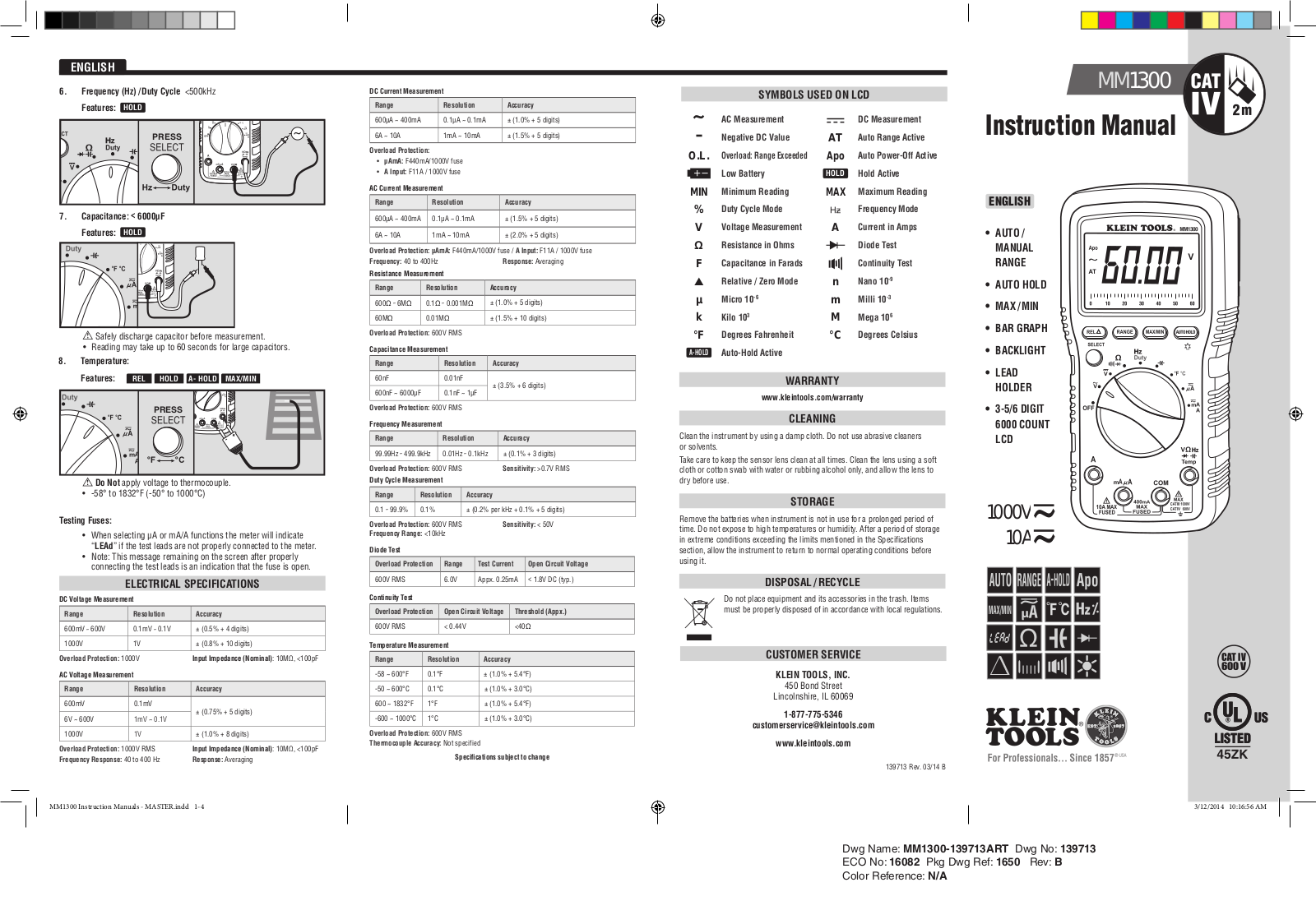 Klein Tools MM1300 User Manual