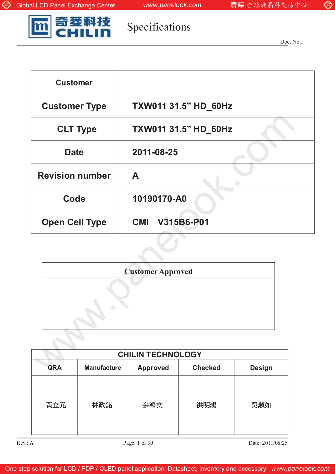 CHILIN TXW011 Specification - ManualMachine.com