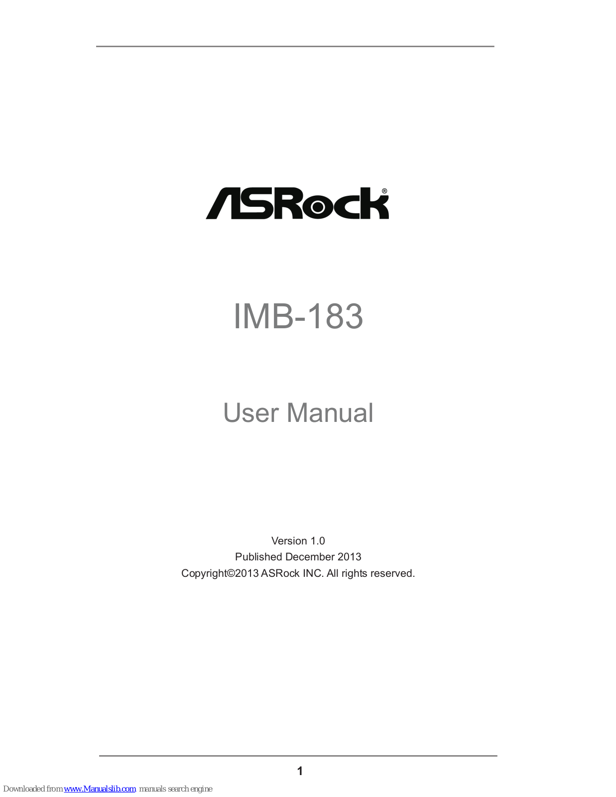 ASROCK IMB-183 User Manual