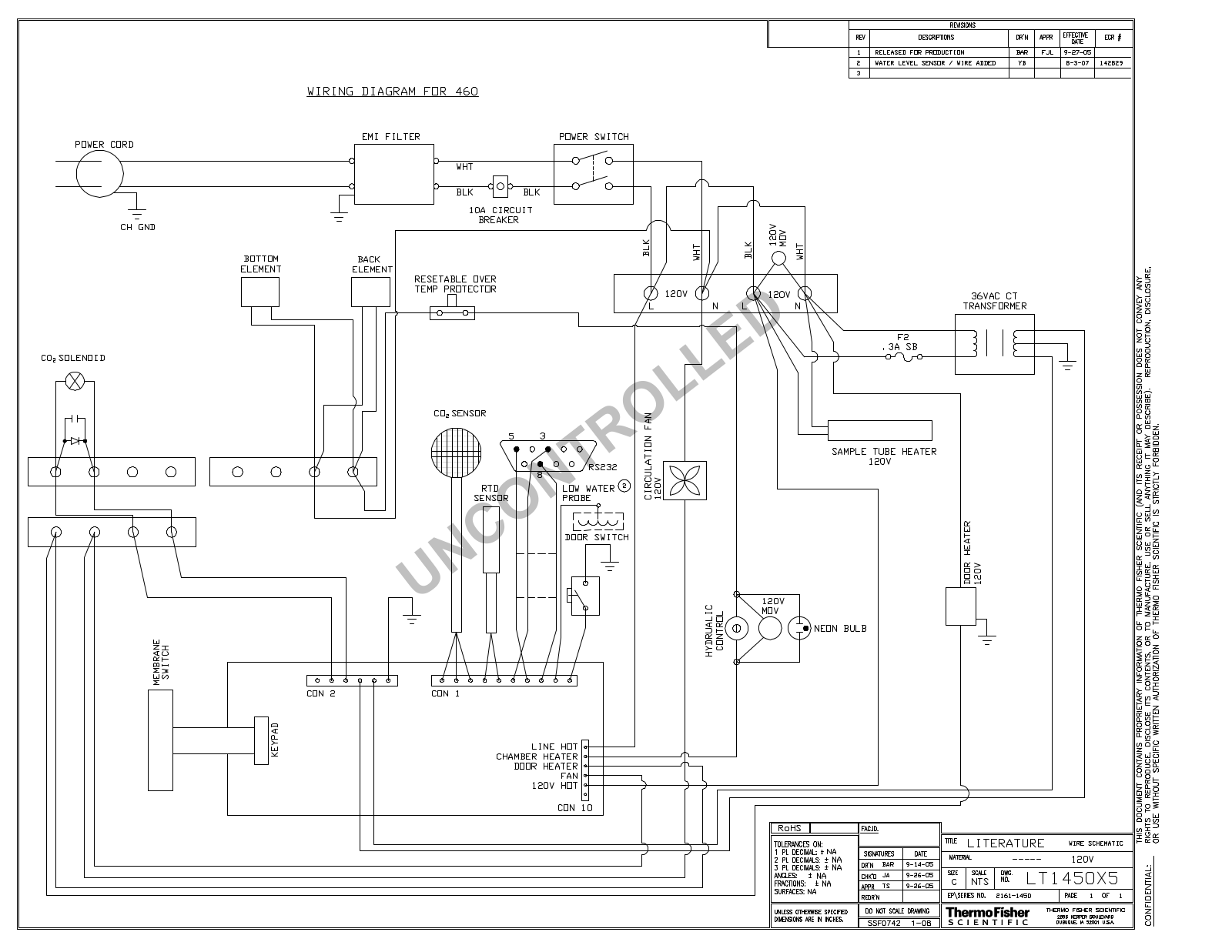 Thermo 460, 460JPN, 460-1CE, 460L, 460L-1CE 462 Schematic Diagrams