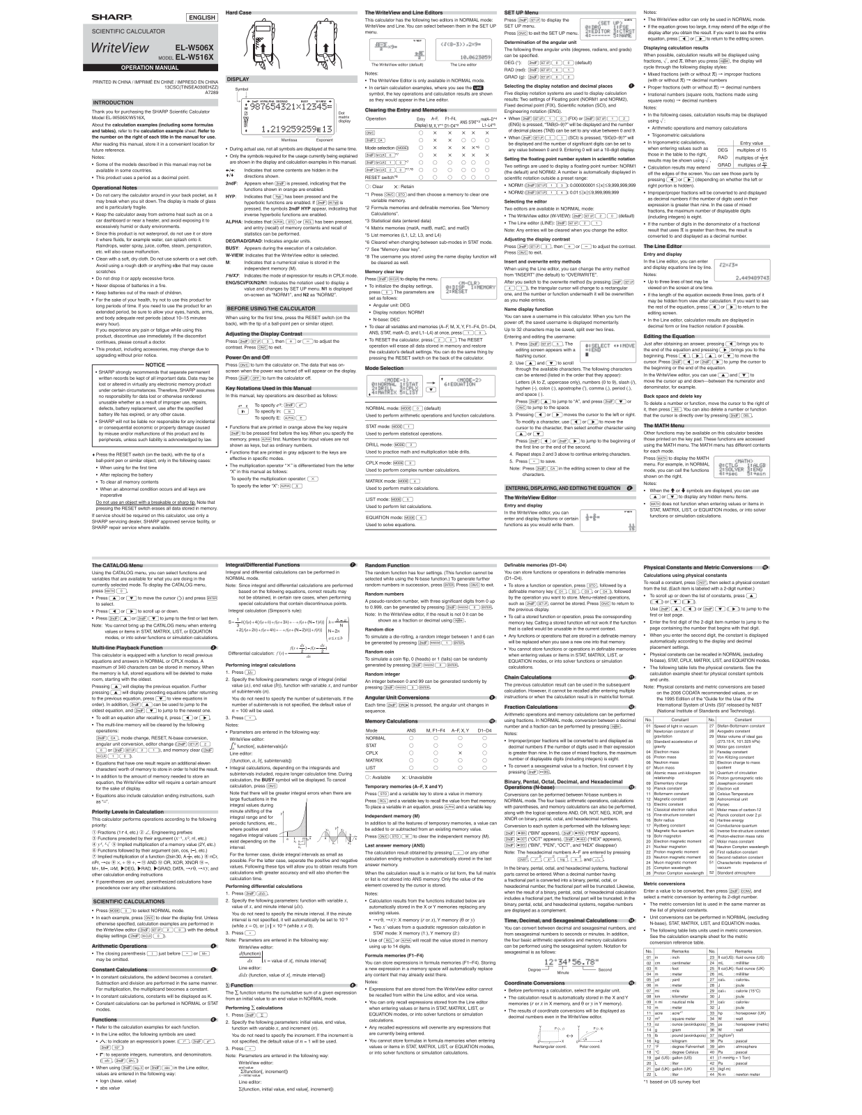 Sharp EL-W516X Installation  Manual