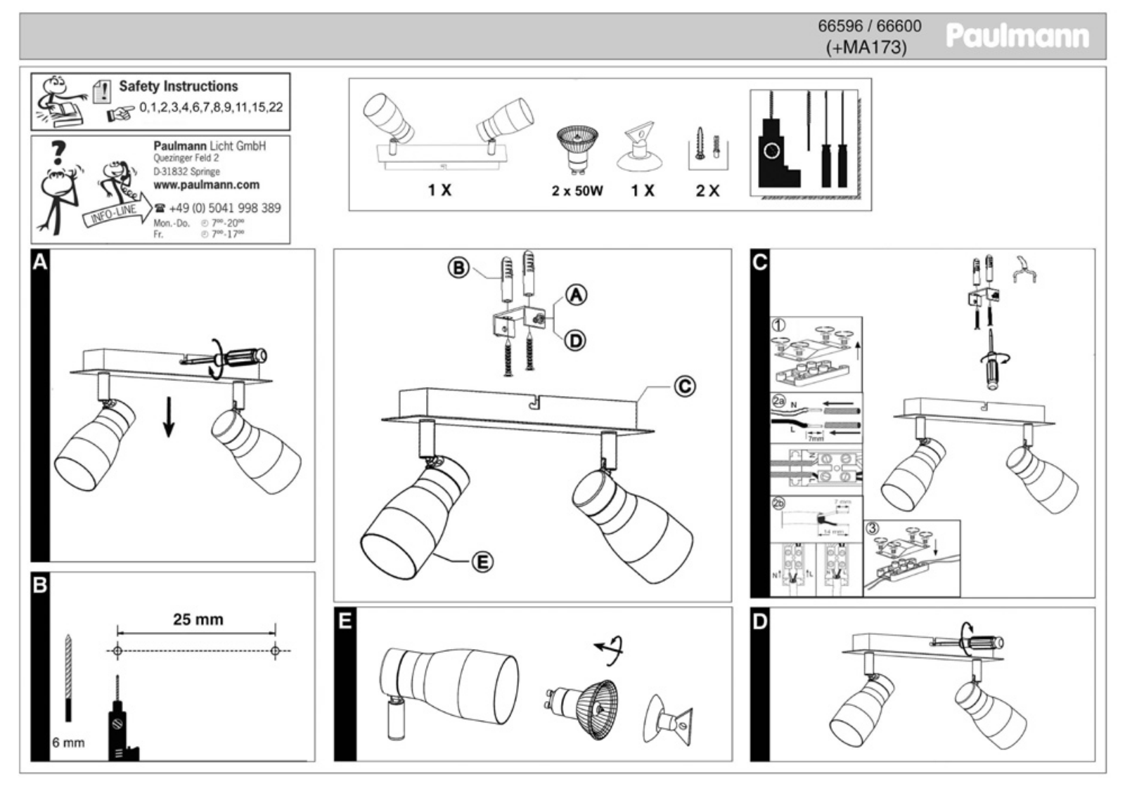 Paulmann 66600, 66596 Safety instructions