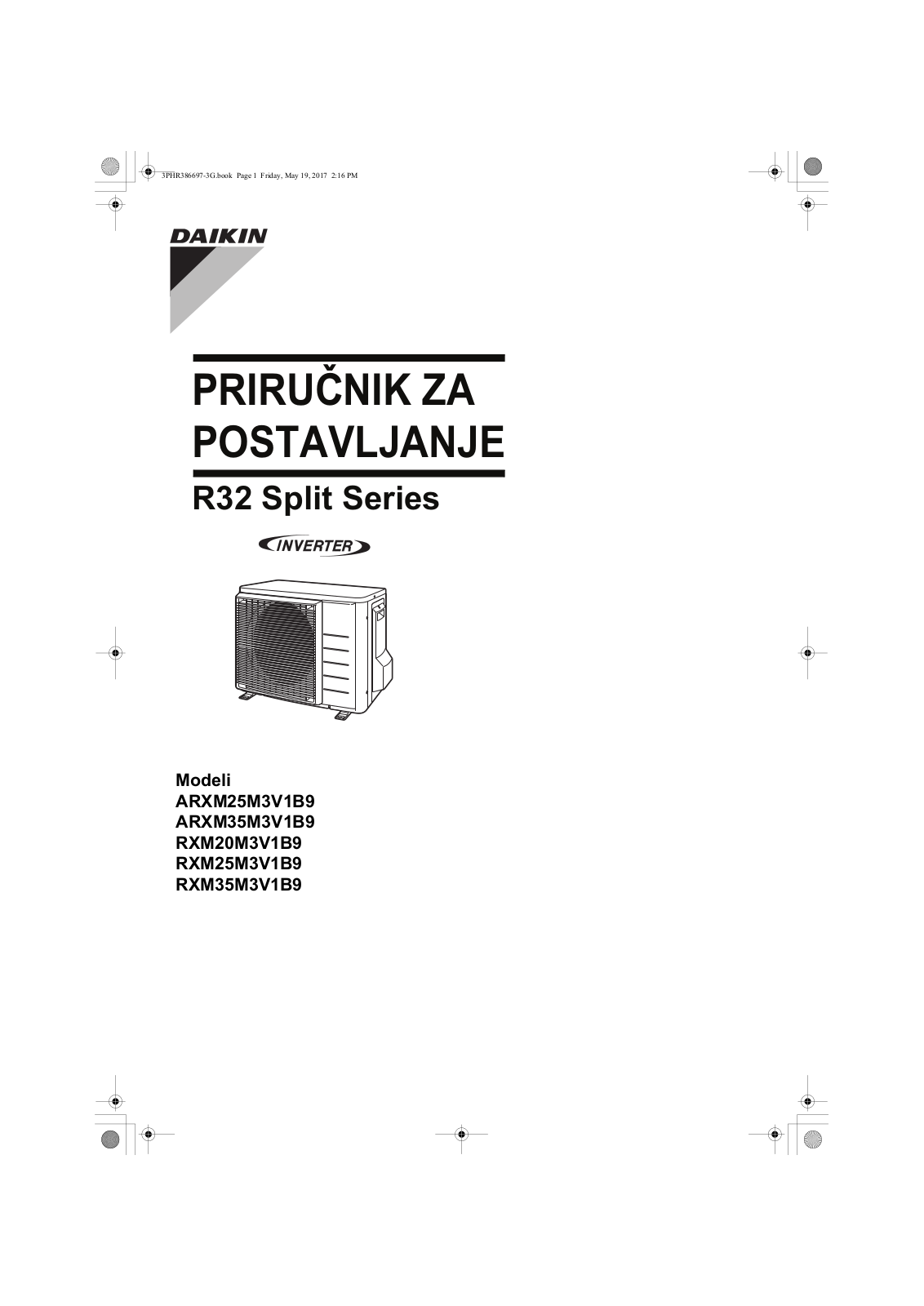 Daikin ARXM25M3V1B9, ARXM35M3V1B9, RXM20M3V1B9, RXM25M3V1B9, RXM35M3V1B9 Installation manuals