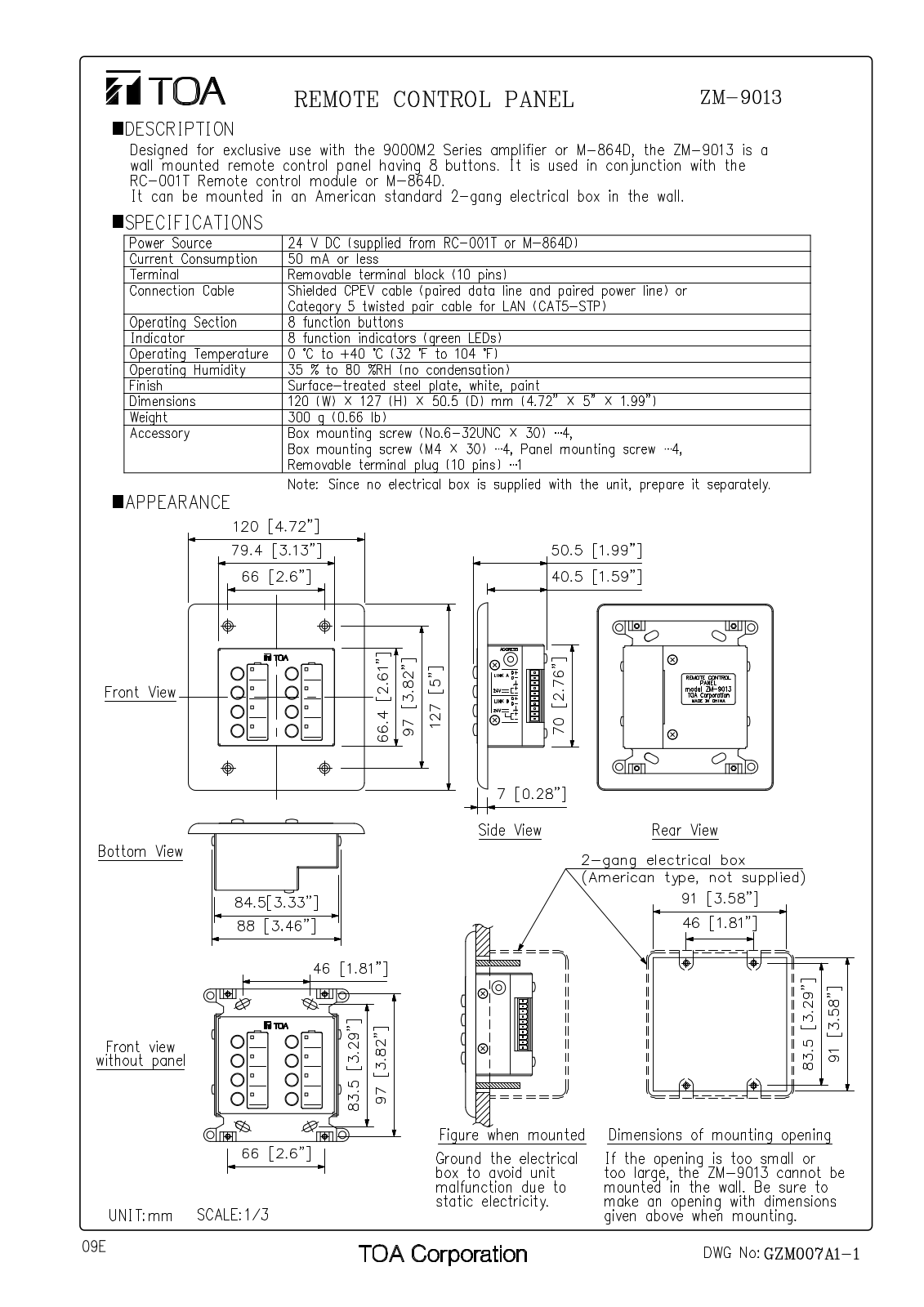 TOA ZM-9013 User Manual