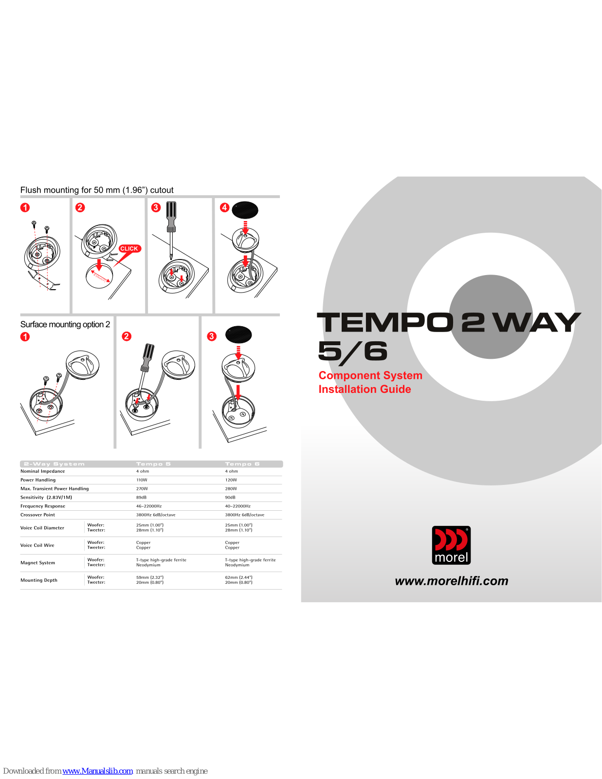 Morel Tempo 2 way 5, Tempo 2 way 6 Installation Manual