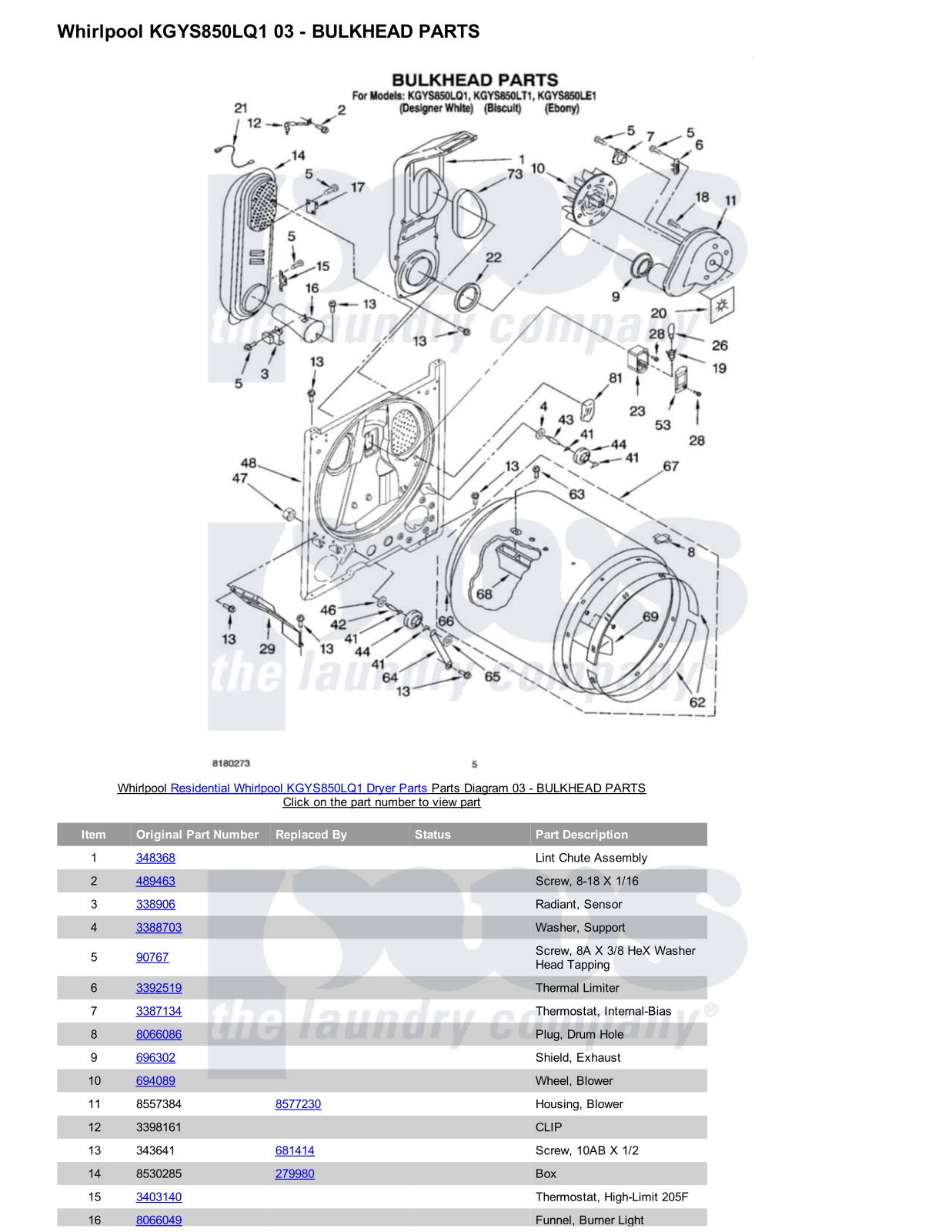 Whirlpool KGYS850LQ1 Parts Diagram