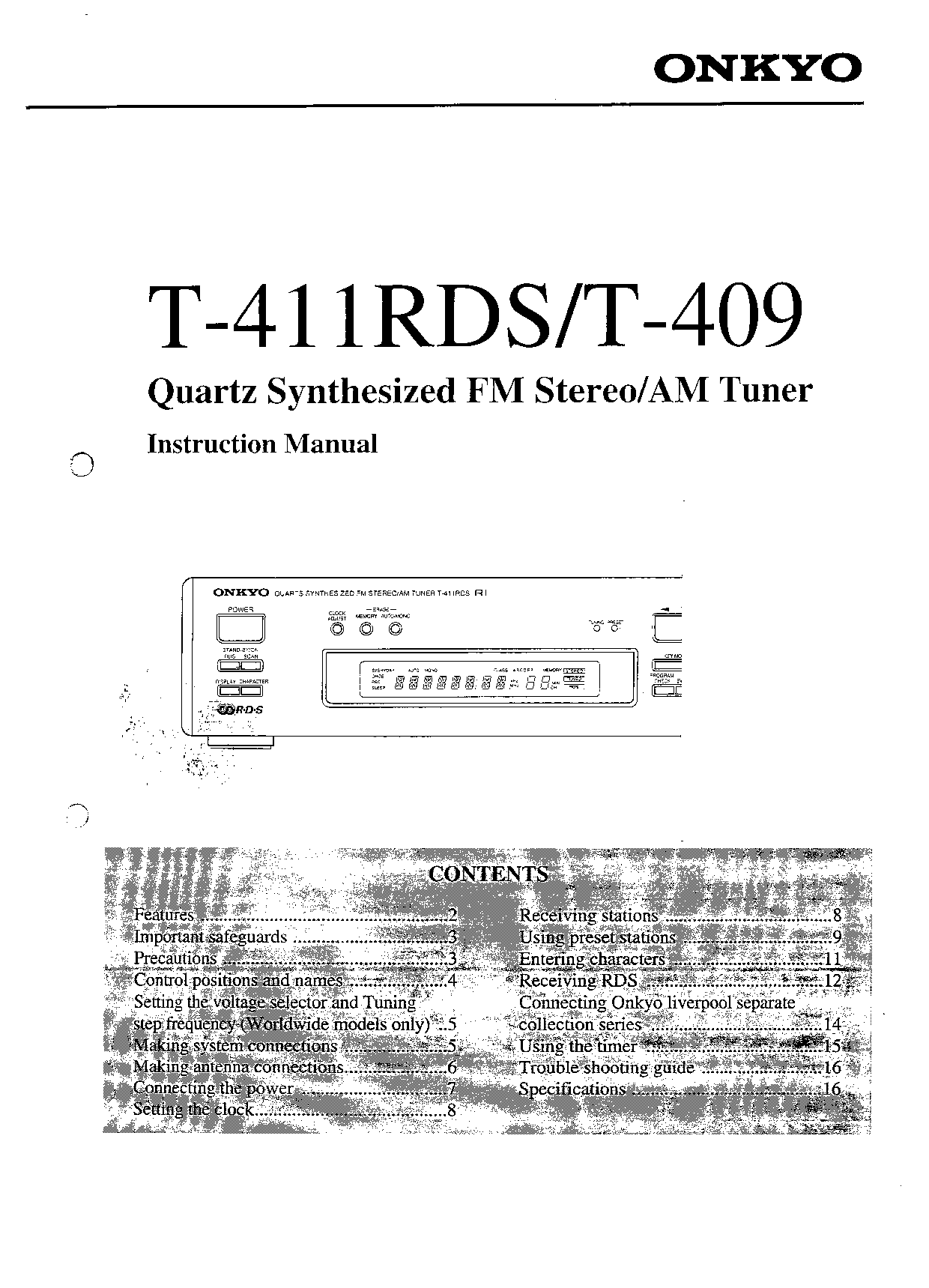 Onkyo T-411RDS, T-409 User Manual