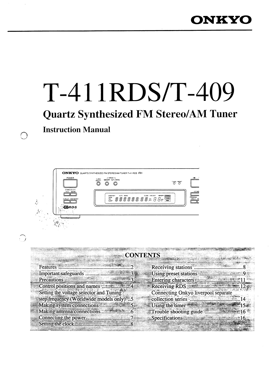 Onkyo T-411RDS, T-409 User Manual