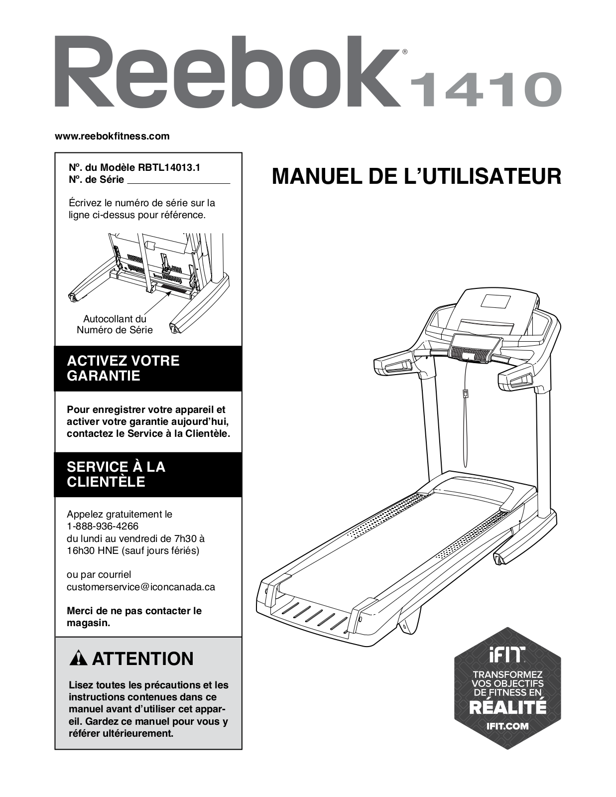 Reebok RBTL140131 Owner's Manual