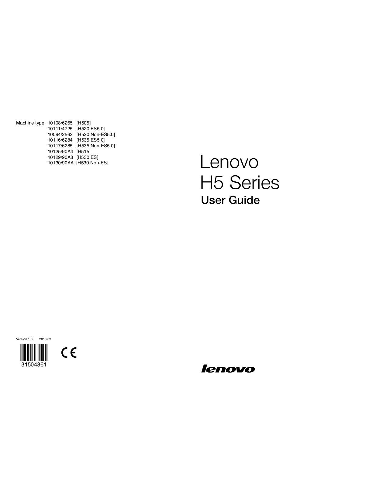 Lenovo H5 User Manual