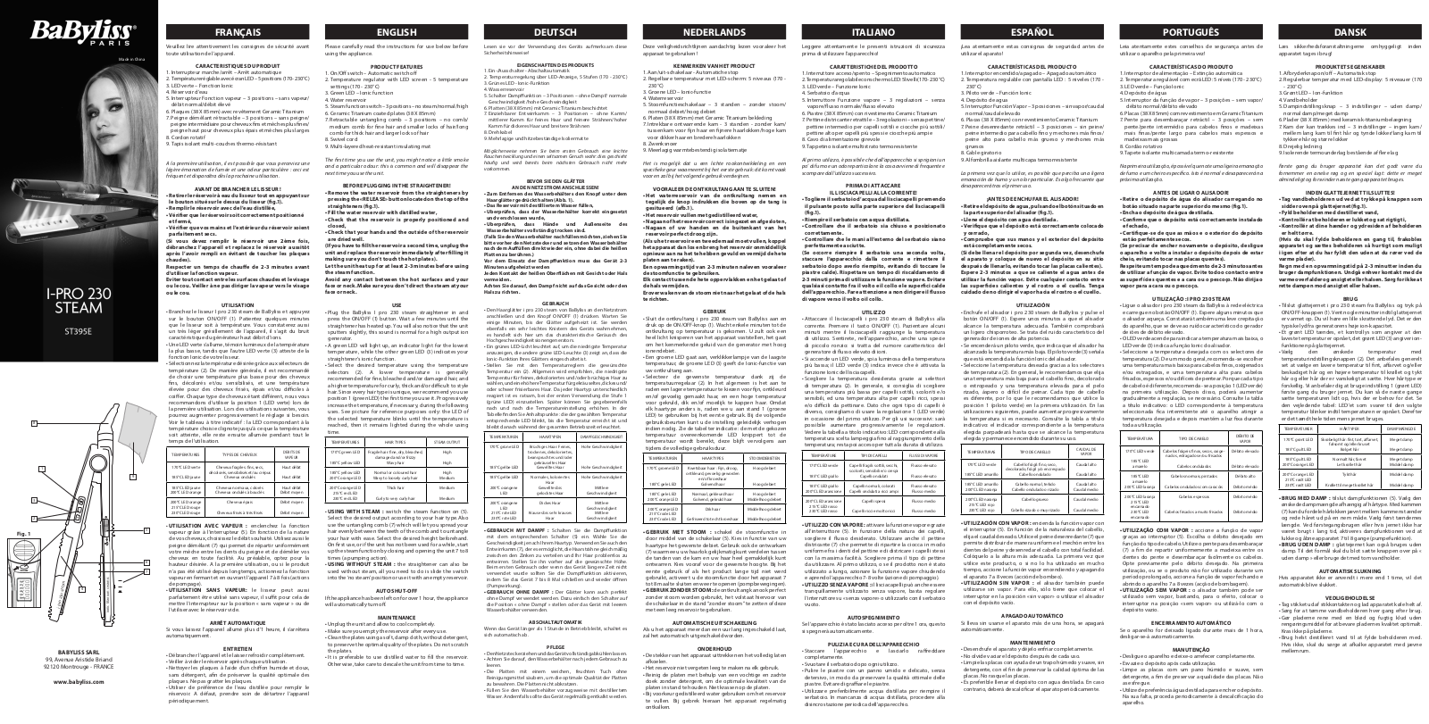 Babyliss ST395E User Manual