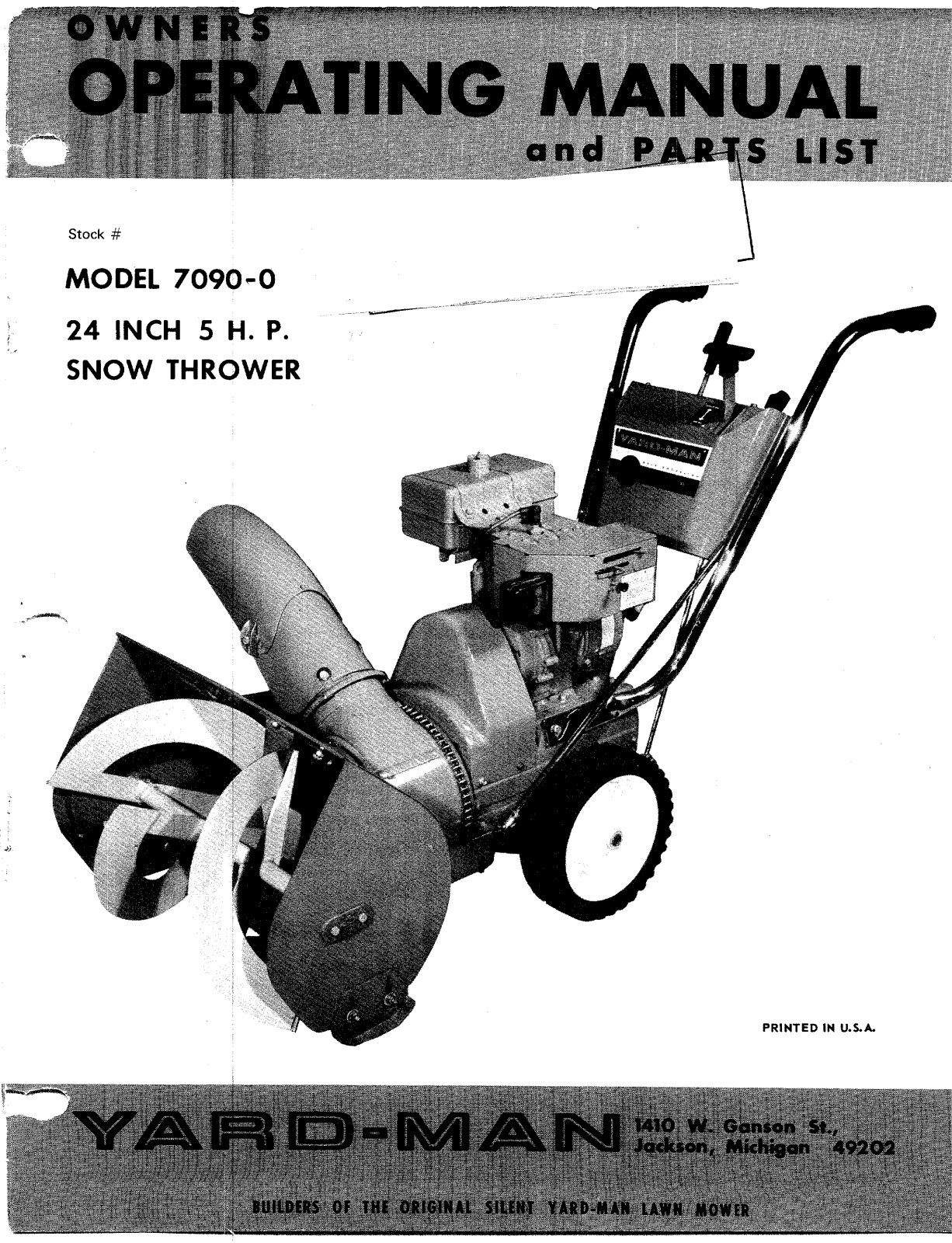 Mtd 7090-0 operators Manual