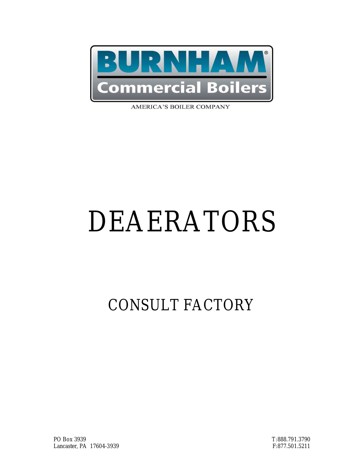 Burnham Deaerators User Manual