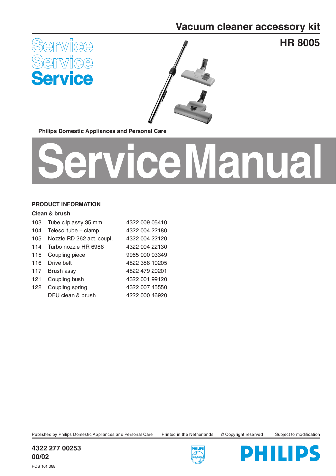 Philips HR 8005 Service Manual