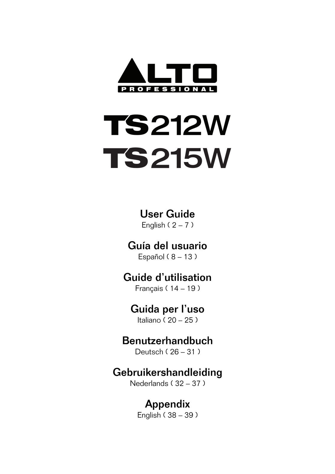 Alto Professional TS215W, TS212W User Guide