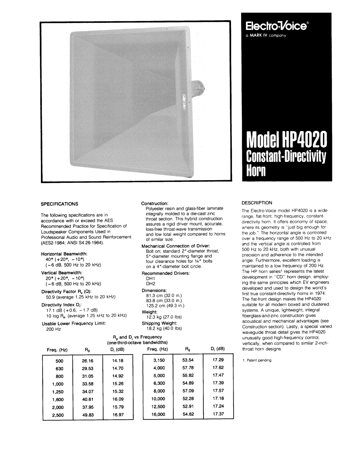 Electro-Voice HP4020 EDS User Manual