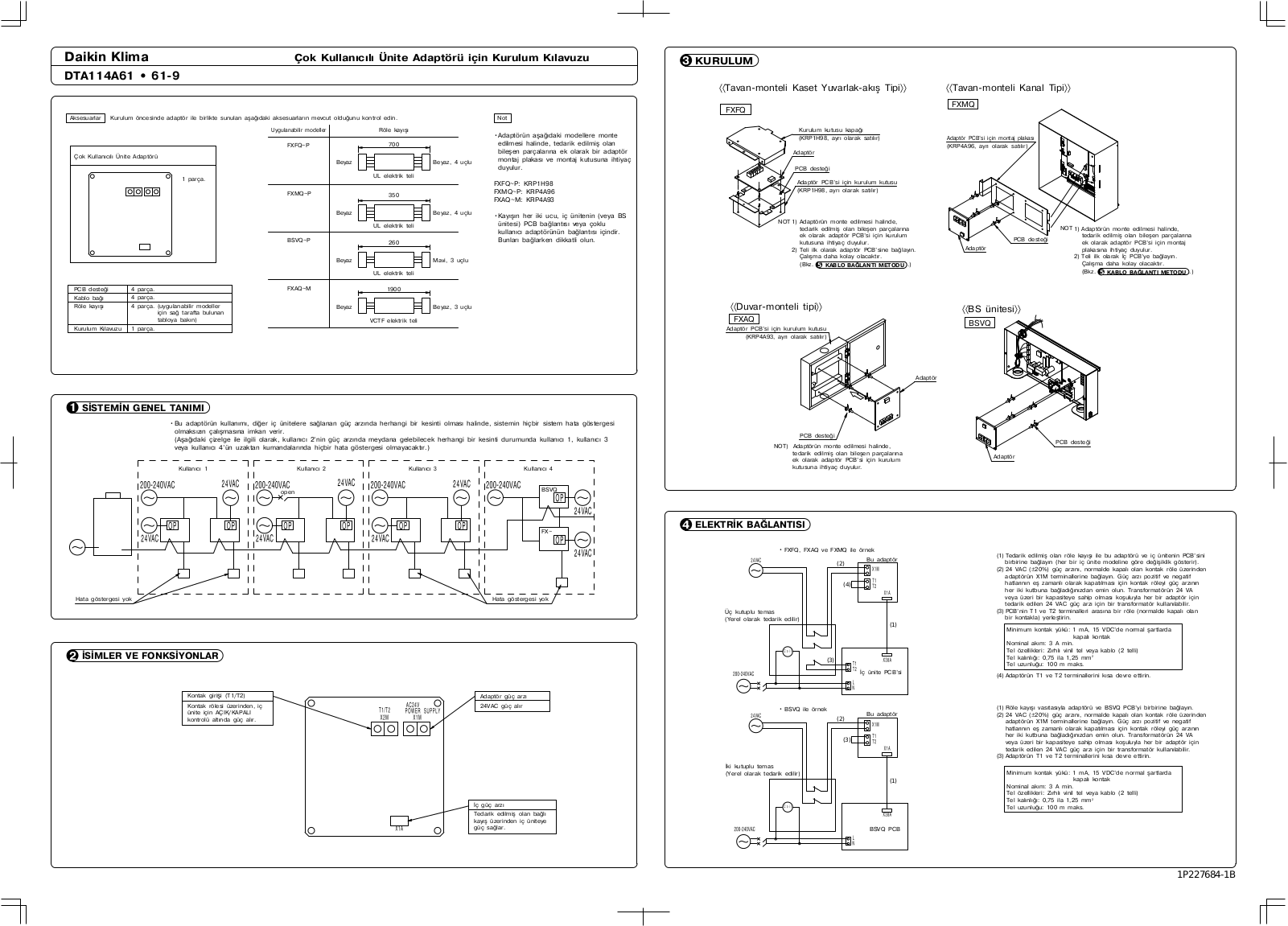 Daikin DTA114A61 Installation manuals