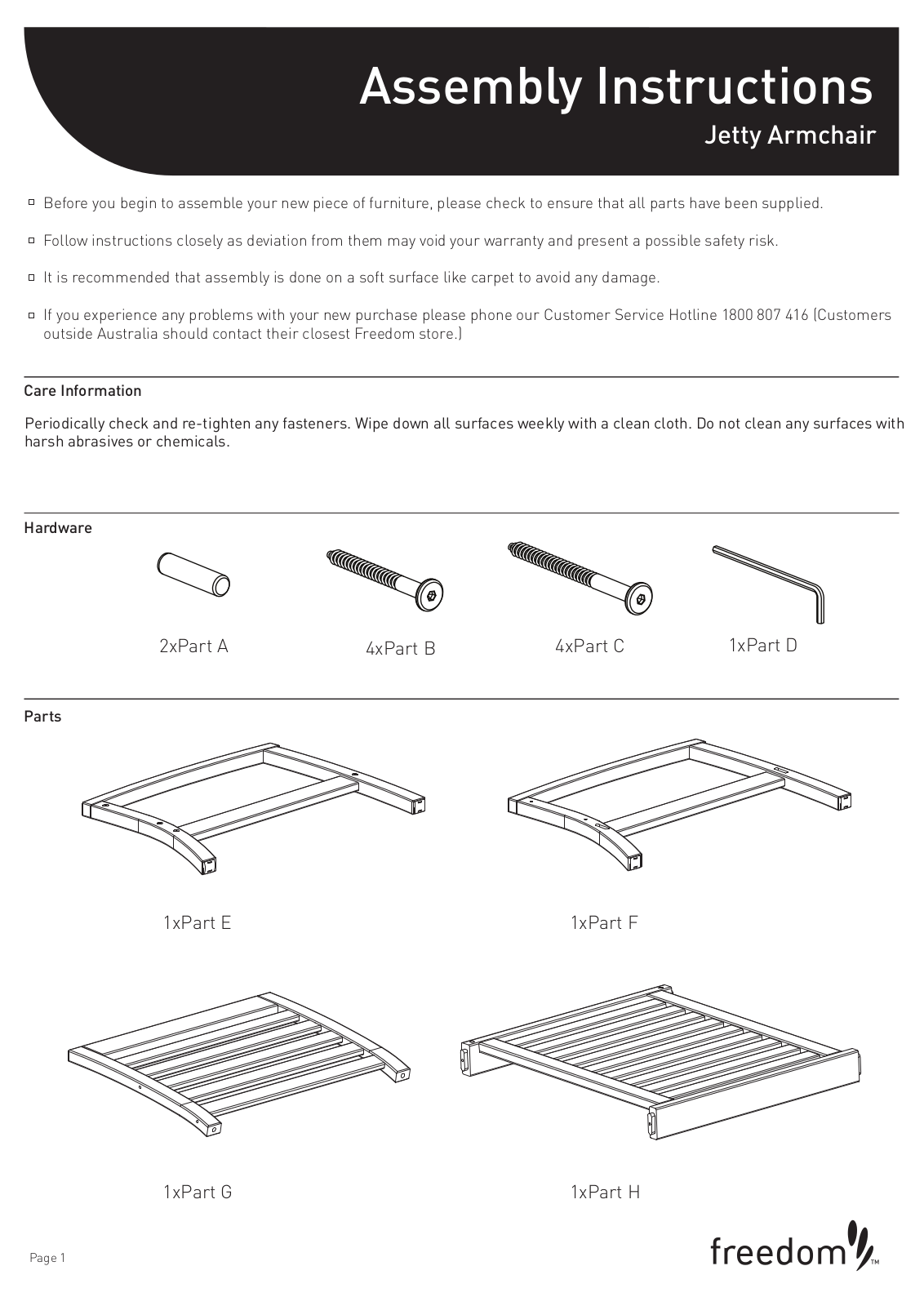 Freedom Jetty Armchair Assembly Instruction