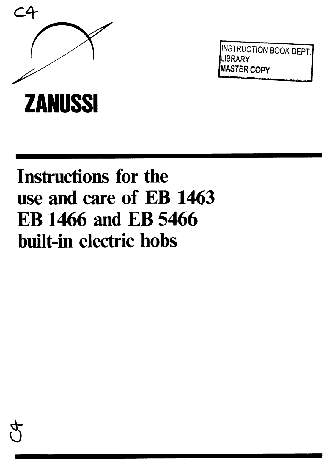 Zanussi EB 1463, EB 1466, EB 5466 Instruction Manual