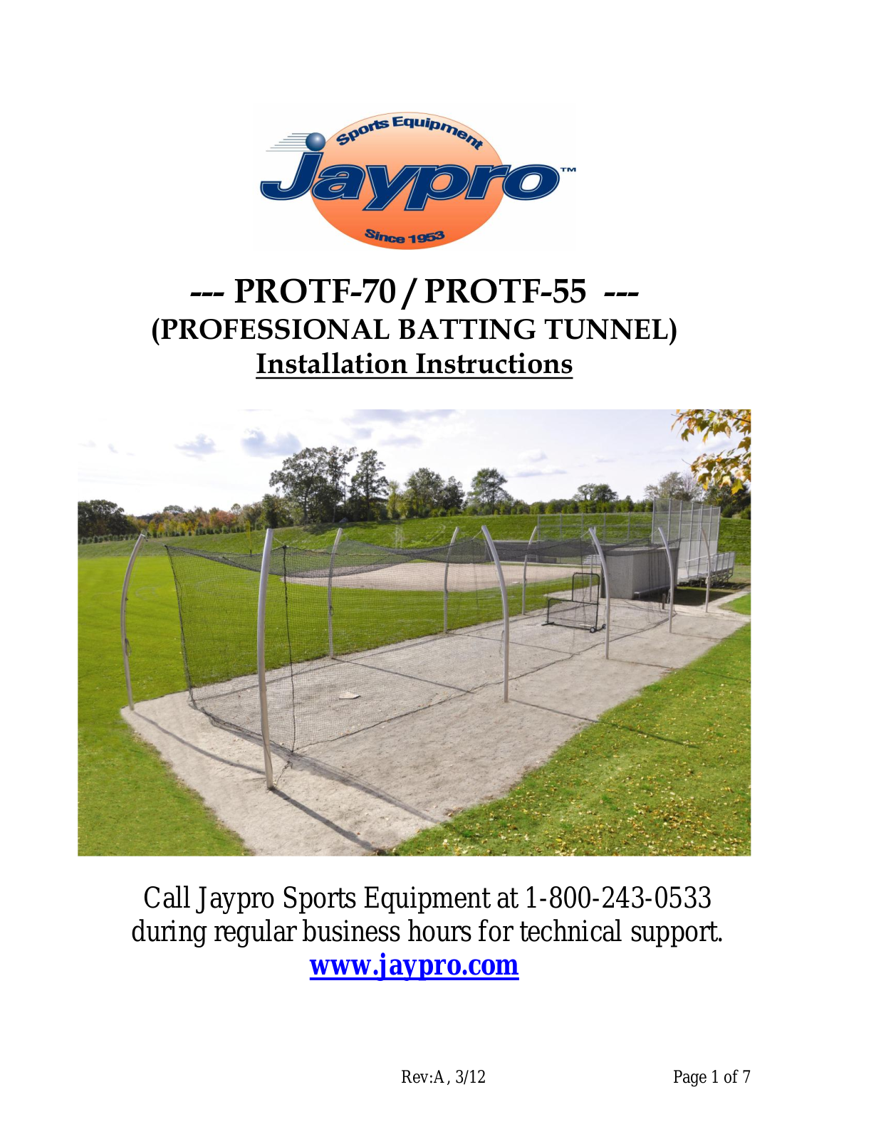 Jaypro Sports PROTF-70 User Manual