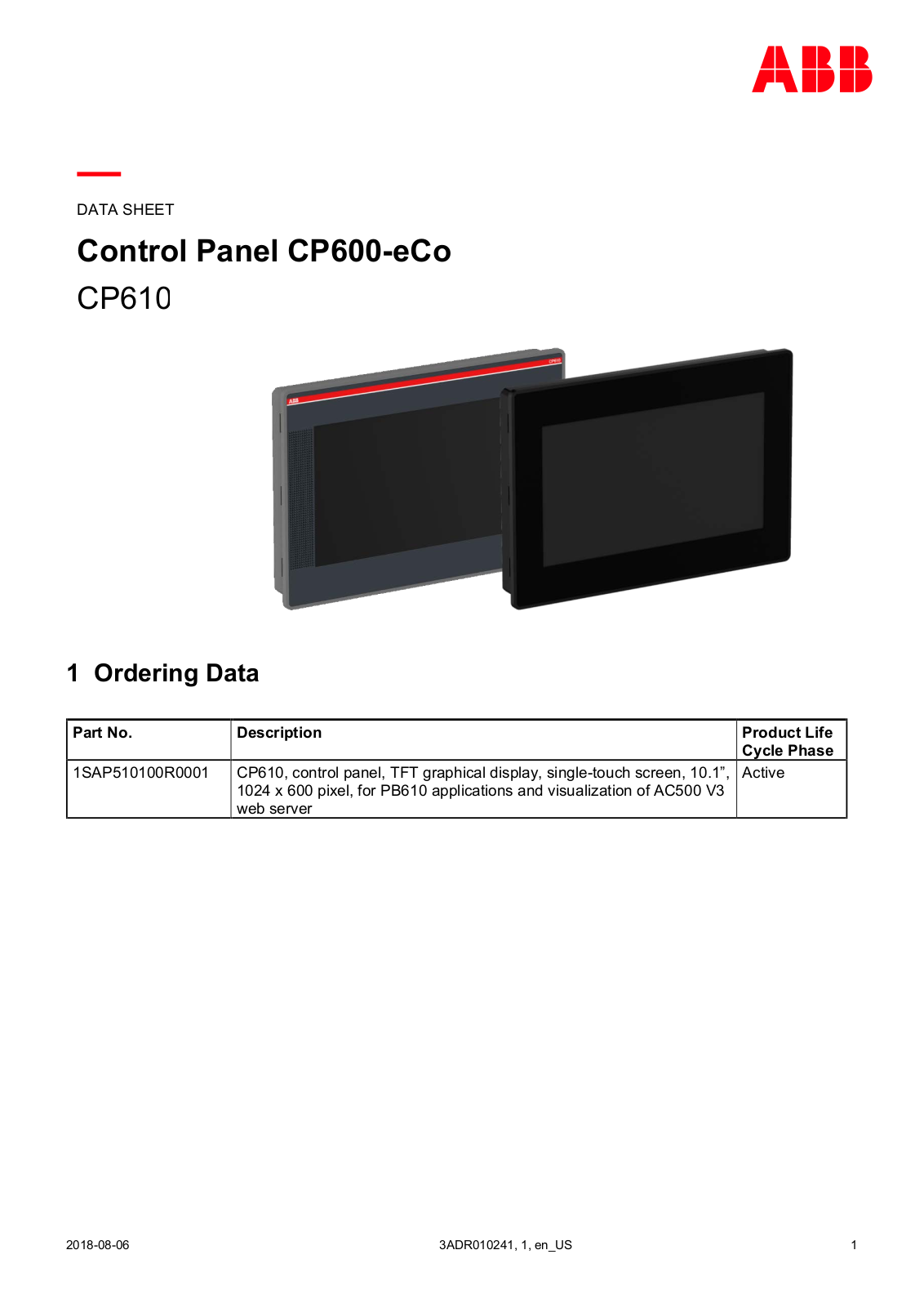 ABB 1SAP510100R0001 Data Sheet