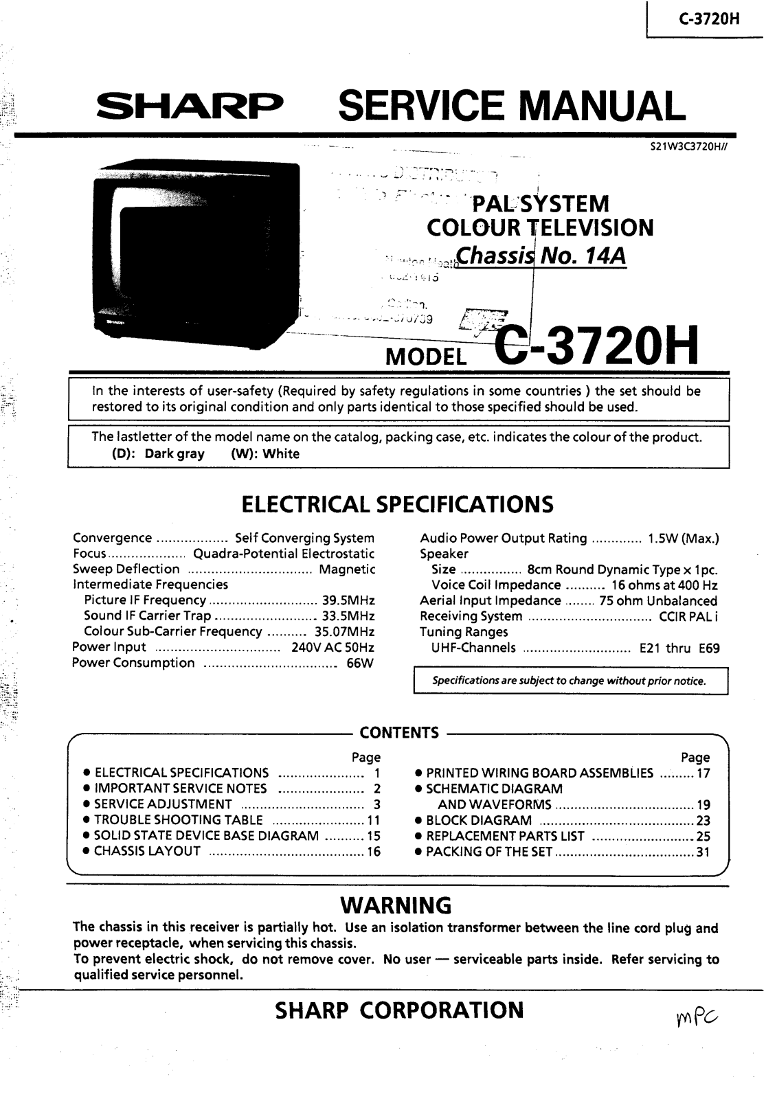 SHARP C-3720H Service Manual