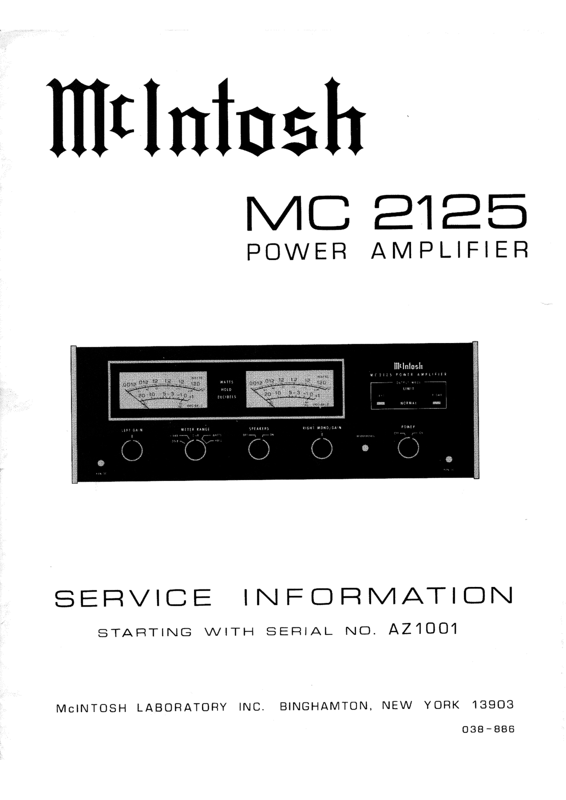 McIntosh MC-2125 Service manual